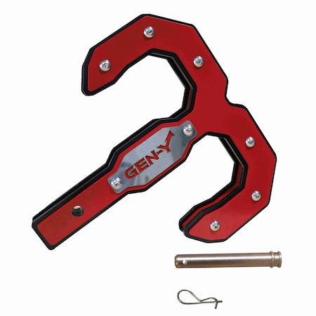 Gen-Y Hitch Hulk 2.0 16K Tow Hook 2 Shank Black/Red with GH-099 Pin & GH-011 Clip GH-0070-R